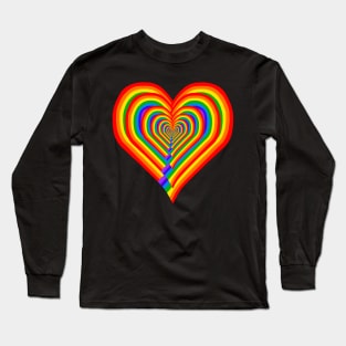 Repeating Rainbow Heart Shaped Echo Long Sleeve T-Shirt